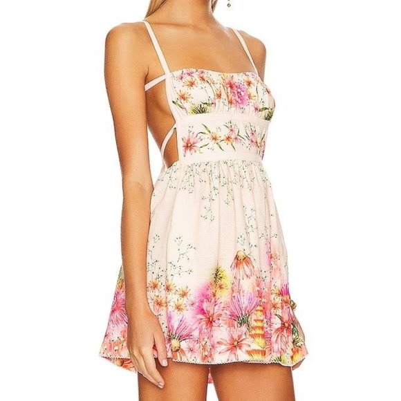 Agua Bendita Dresses & Skirts - Agua Bendita x Revolve Logan Prairie Floral Preppy Cutout Back Mini Dress Medium